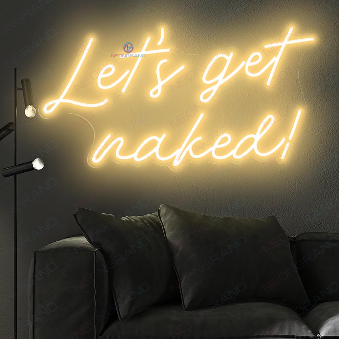 Let's Get Naked Neon Sign Sexy Led Light gold yellow