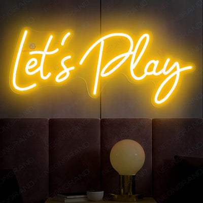 Lets Play Neon Sign Play All Day Games Neon Sign Playroom Led Light orange yellow wm
