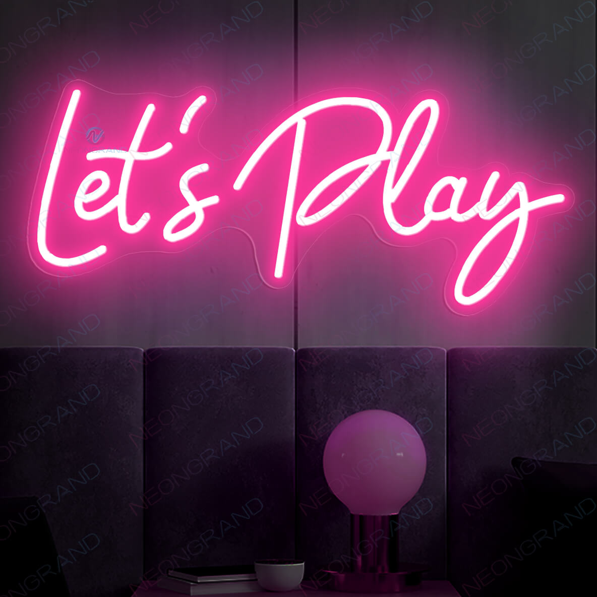 Lets Play Neon Sign Play All Day Games Neon Sign Playroom Led Light pink wm