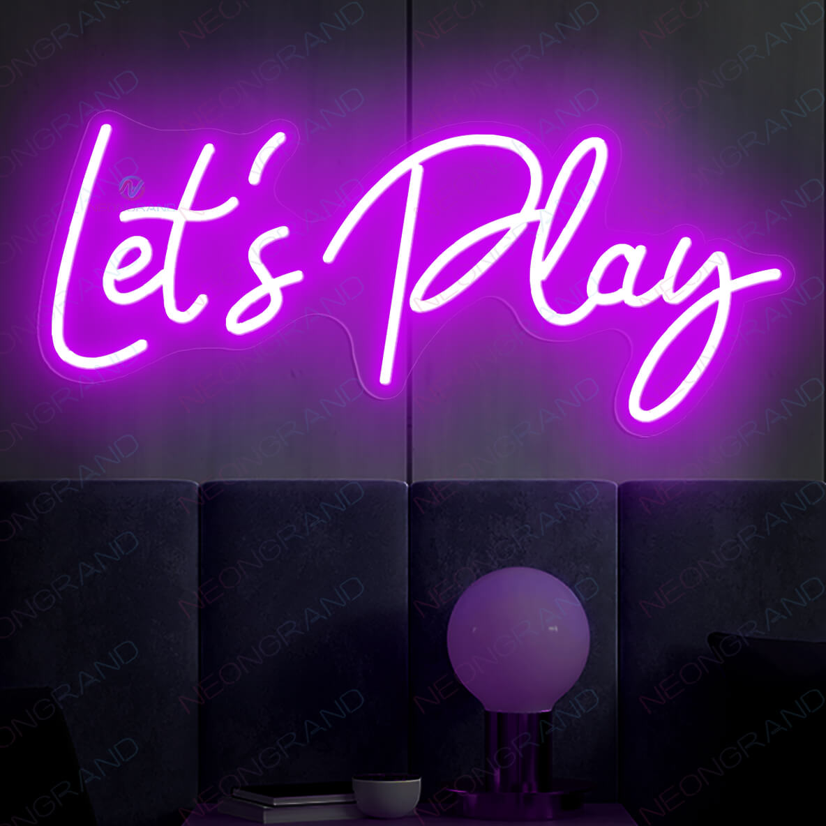 Lets Play Neon Sign Play All Day Games Neon Sign Playroom Led Light purple wm
