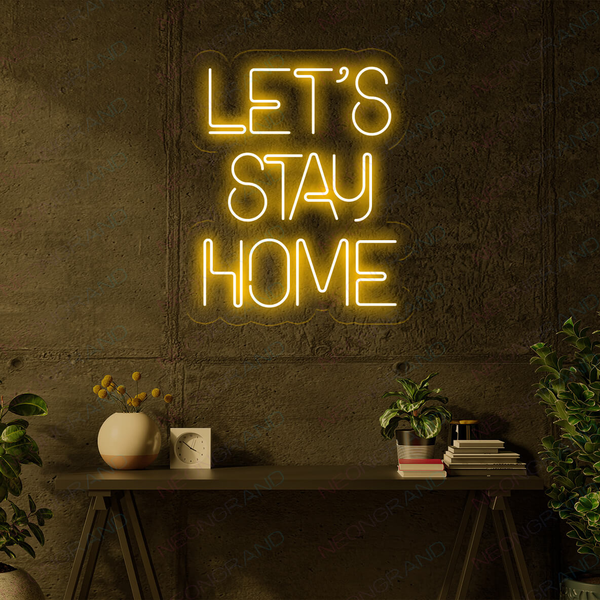 Let's Stay Home Neon Sign Led Light orange yellow