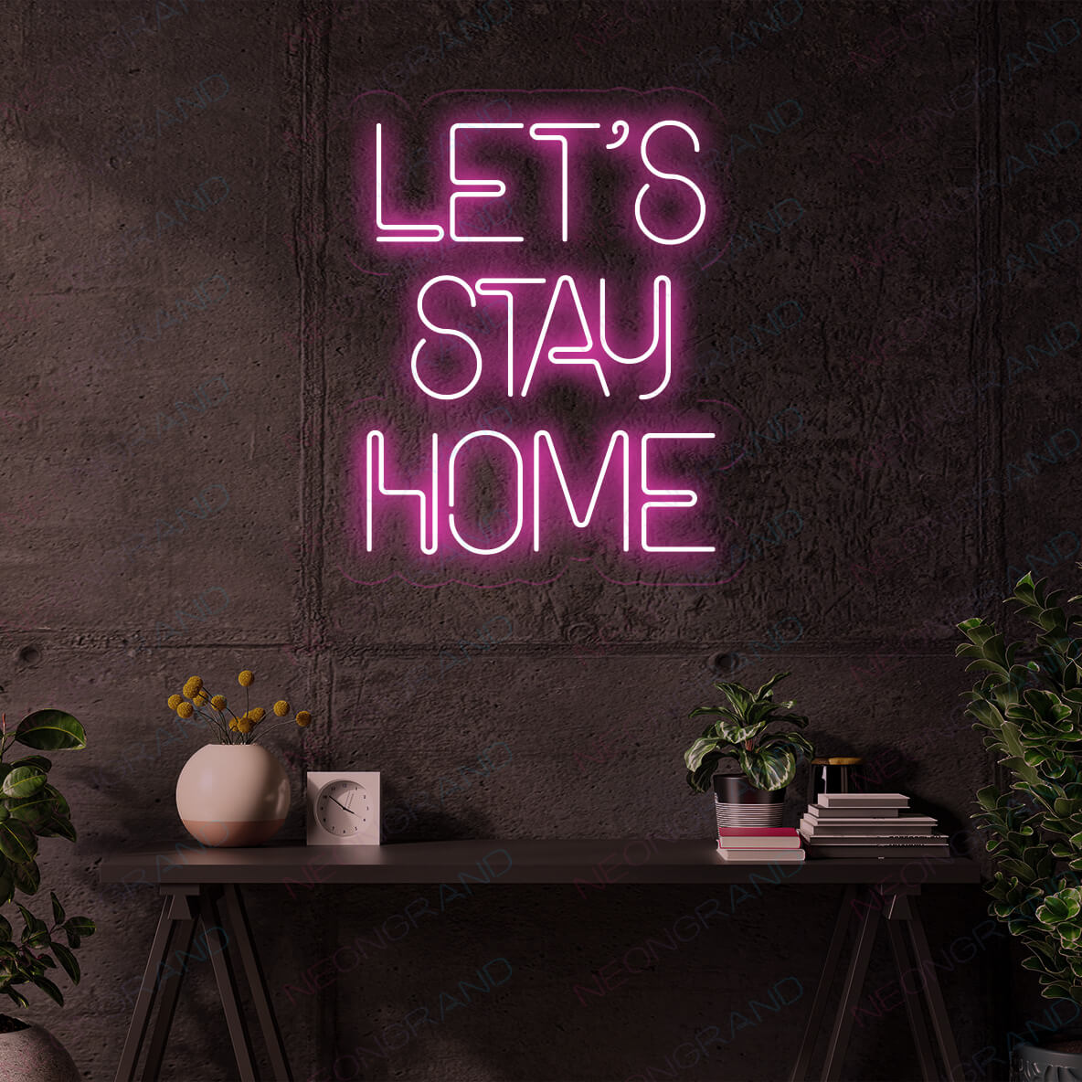 Let's Stay Home Neon Sign Led Light pink