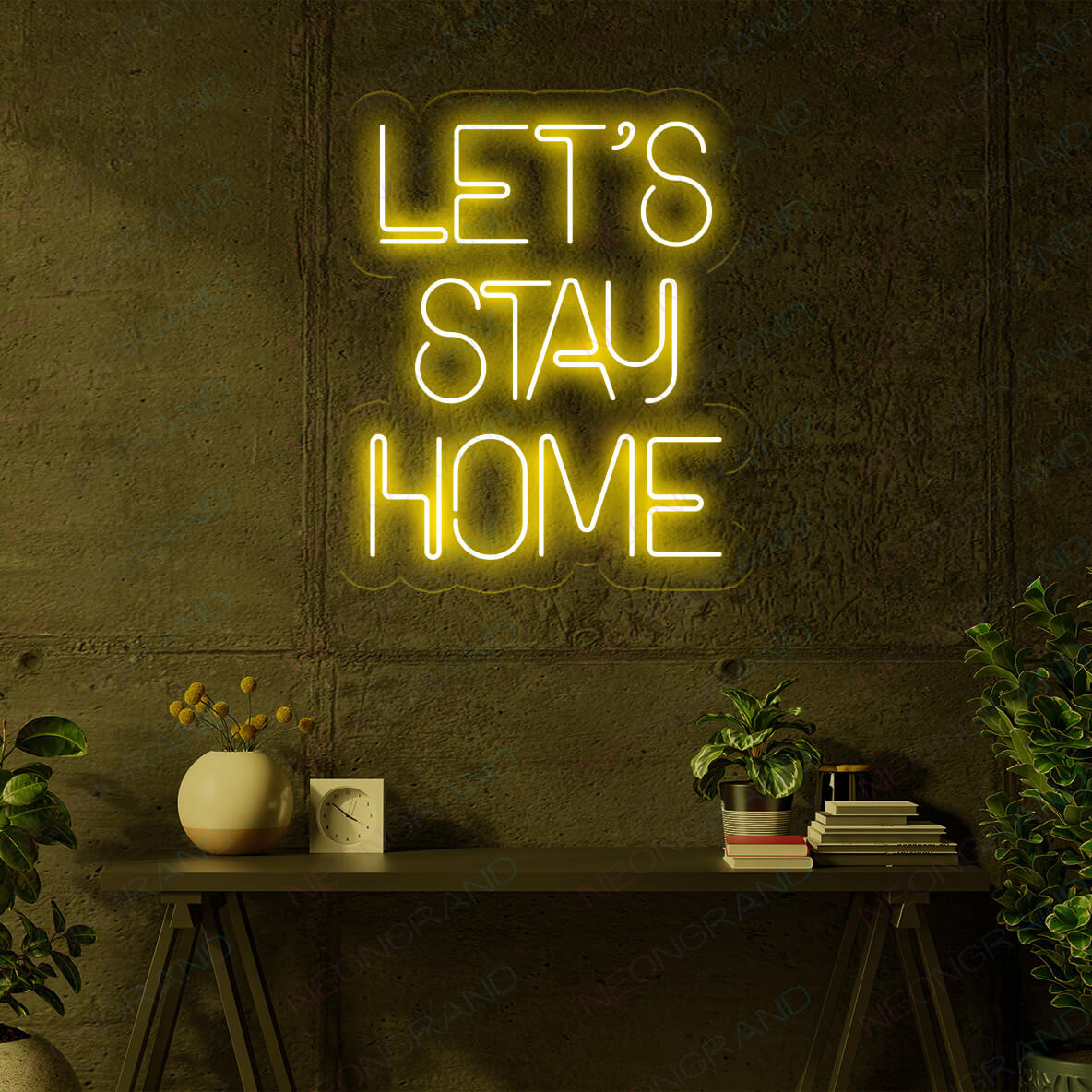 Let's Stay Home Neon Sign Led Light yellow