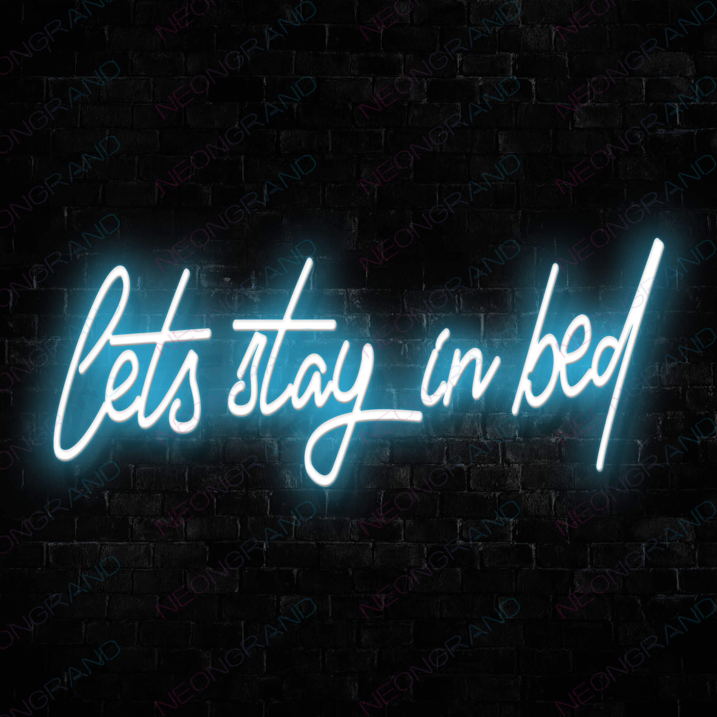Lets Stay In Bed Neon Sign Led Light light blue
