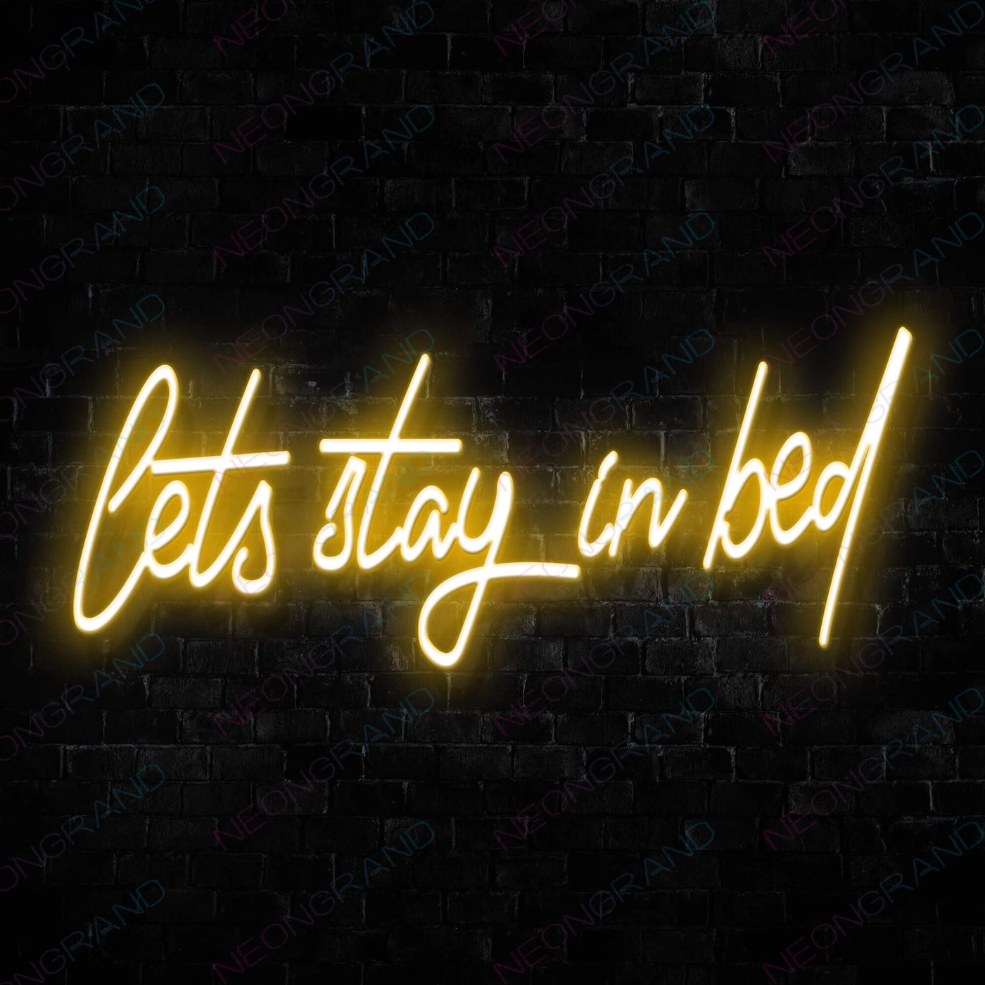 Lets Stay In Bed Neon Sign Led Light orange yellow
