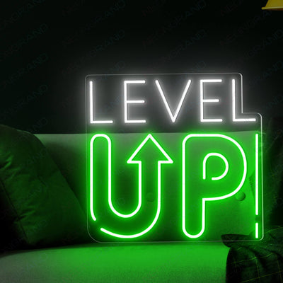 Level Up Neon Sign Game Room Led Light Green