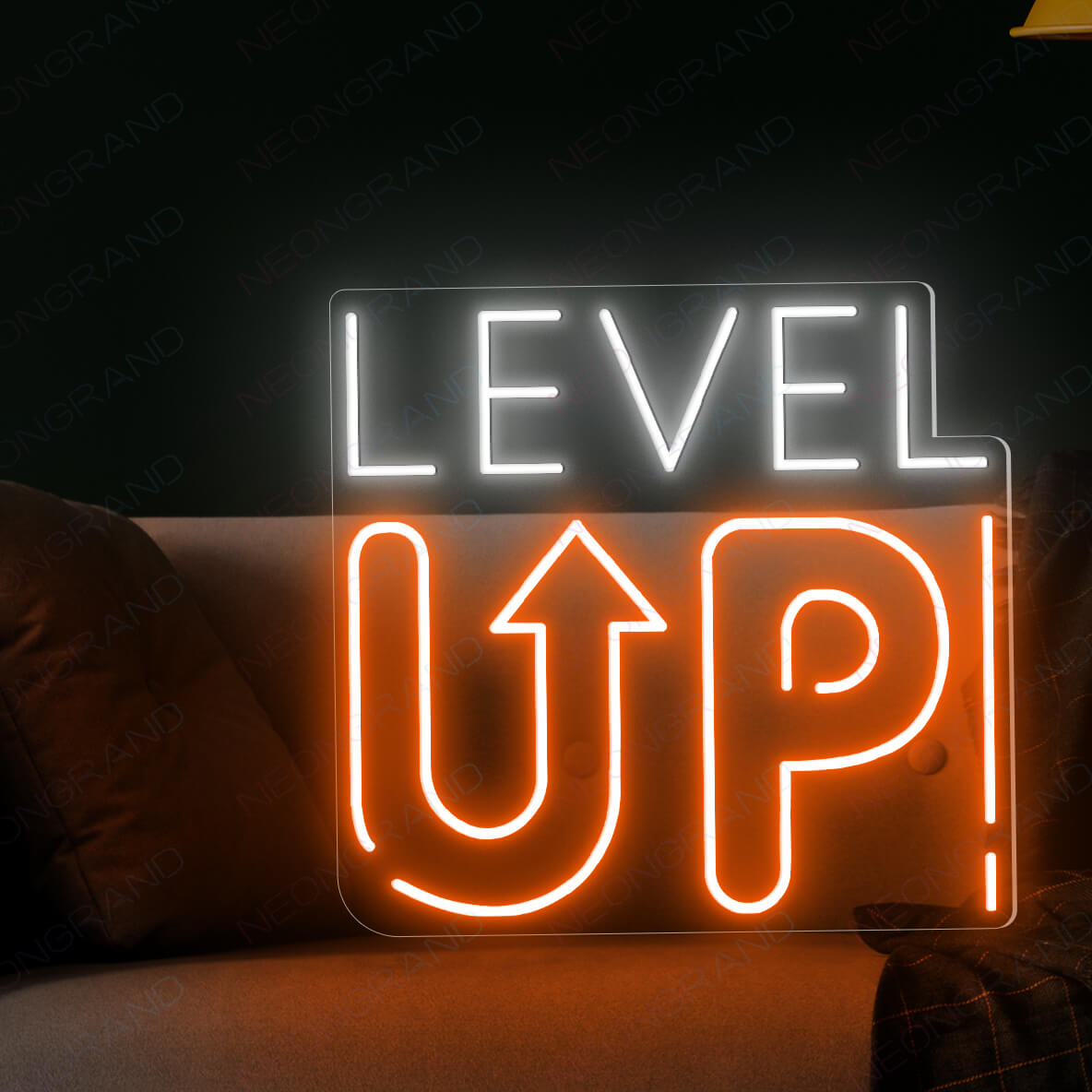 Level Up Neon Sign Game Room Led Light DarkOrange