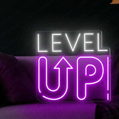 Level Up Neon Sign Game Room Led Light Purple