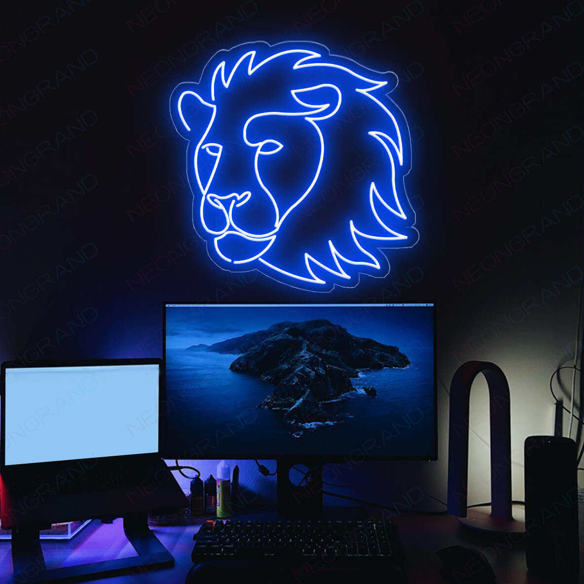 Lion Neon Sign Animal Led Light blue