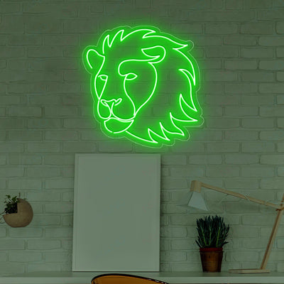 Lion Neon Sign Animal Led Light green