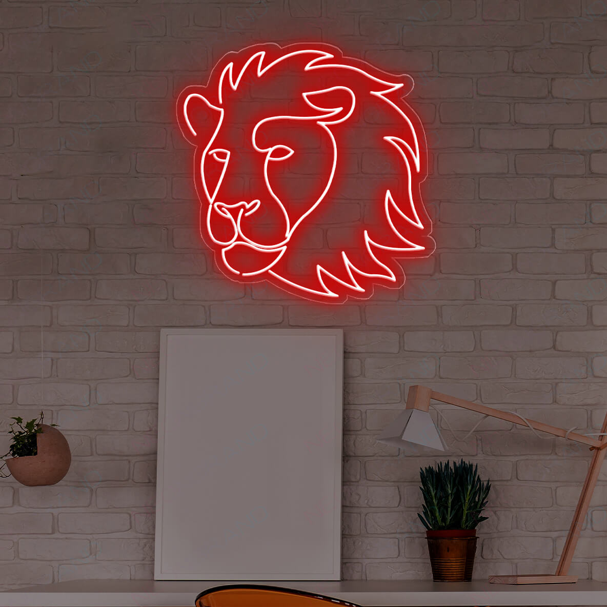 Lion Neon Sign Animal Led Light red