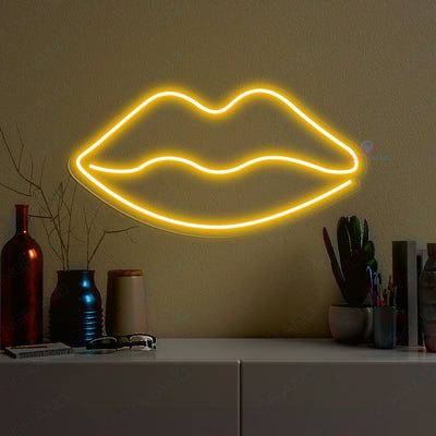 Lips Neon Sign Aesthetics Glow Led Light orange yellow