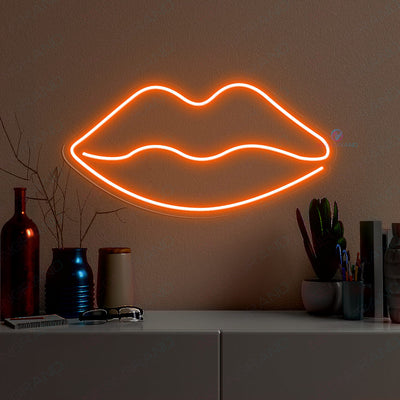 Lips Neon Sign Aesthetics Glow Led Light orange
