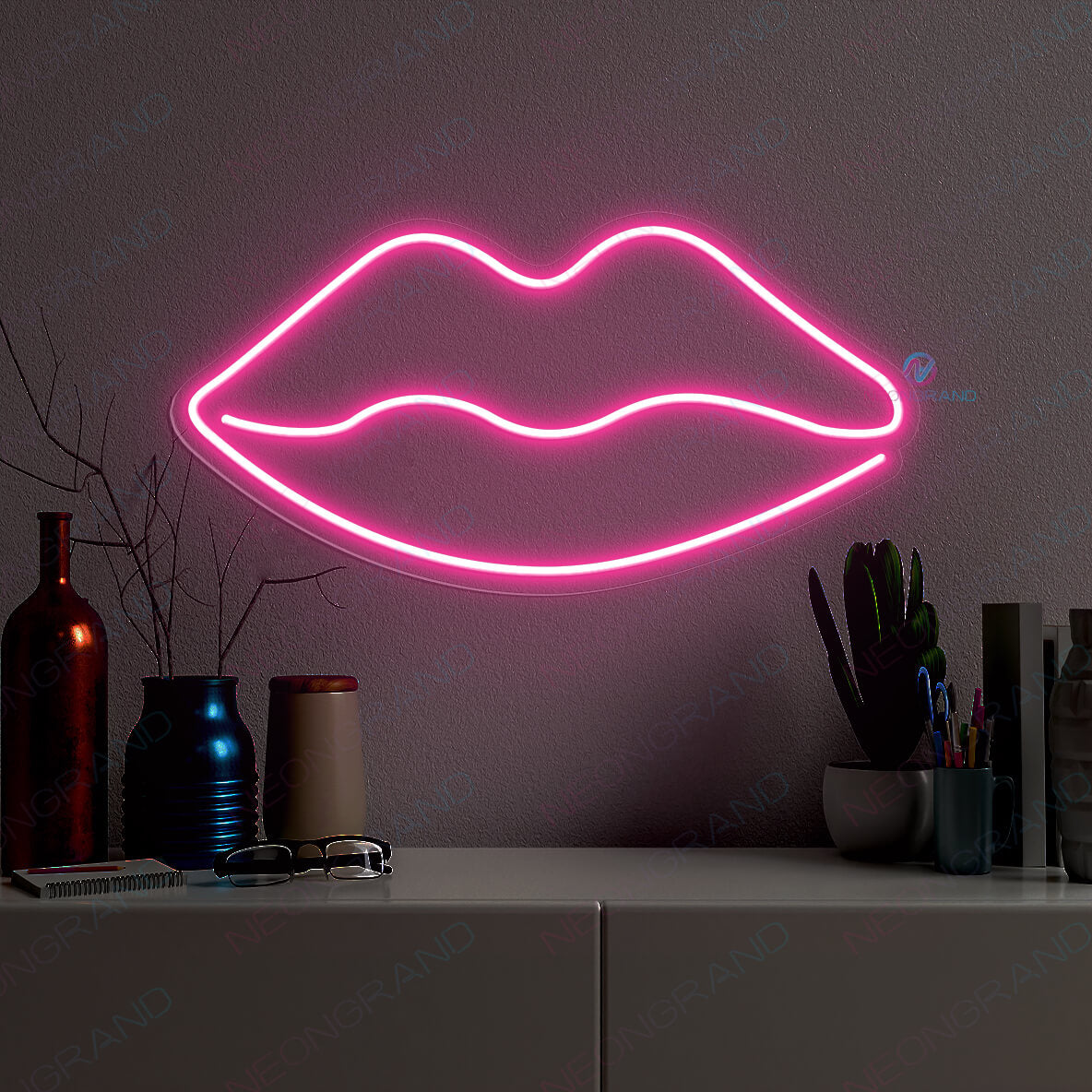 Lips Neon Sign Aesthetics Glow Led Light pink1