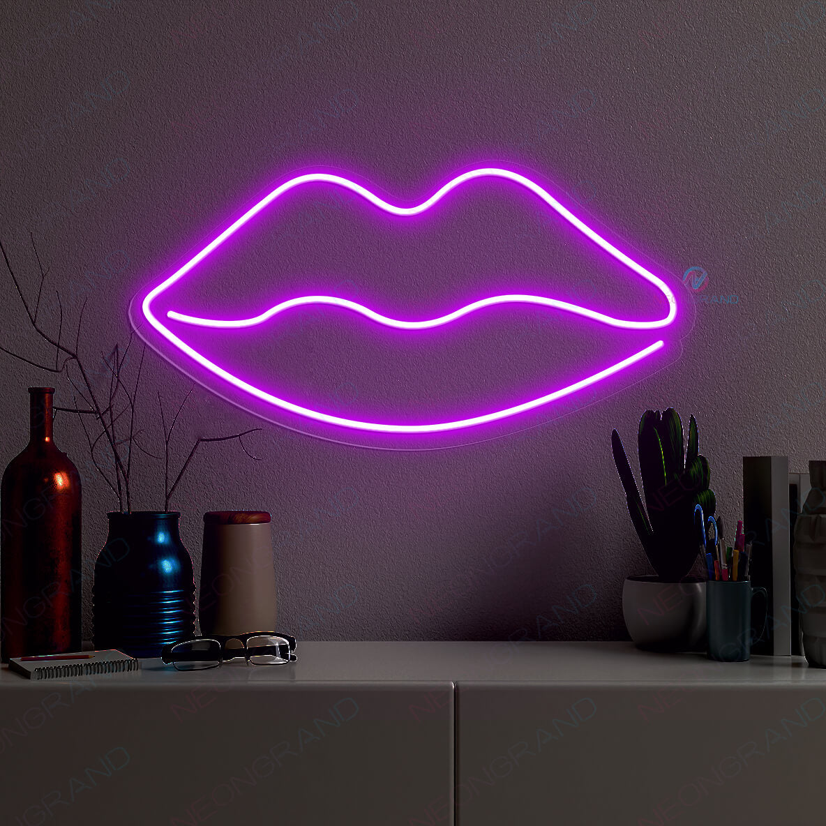 Lips Neon Sign Aesthetics Glow Led Light purple1