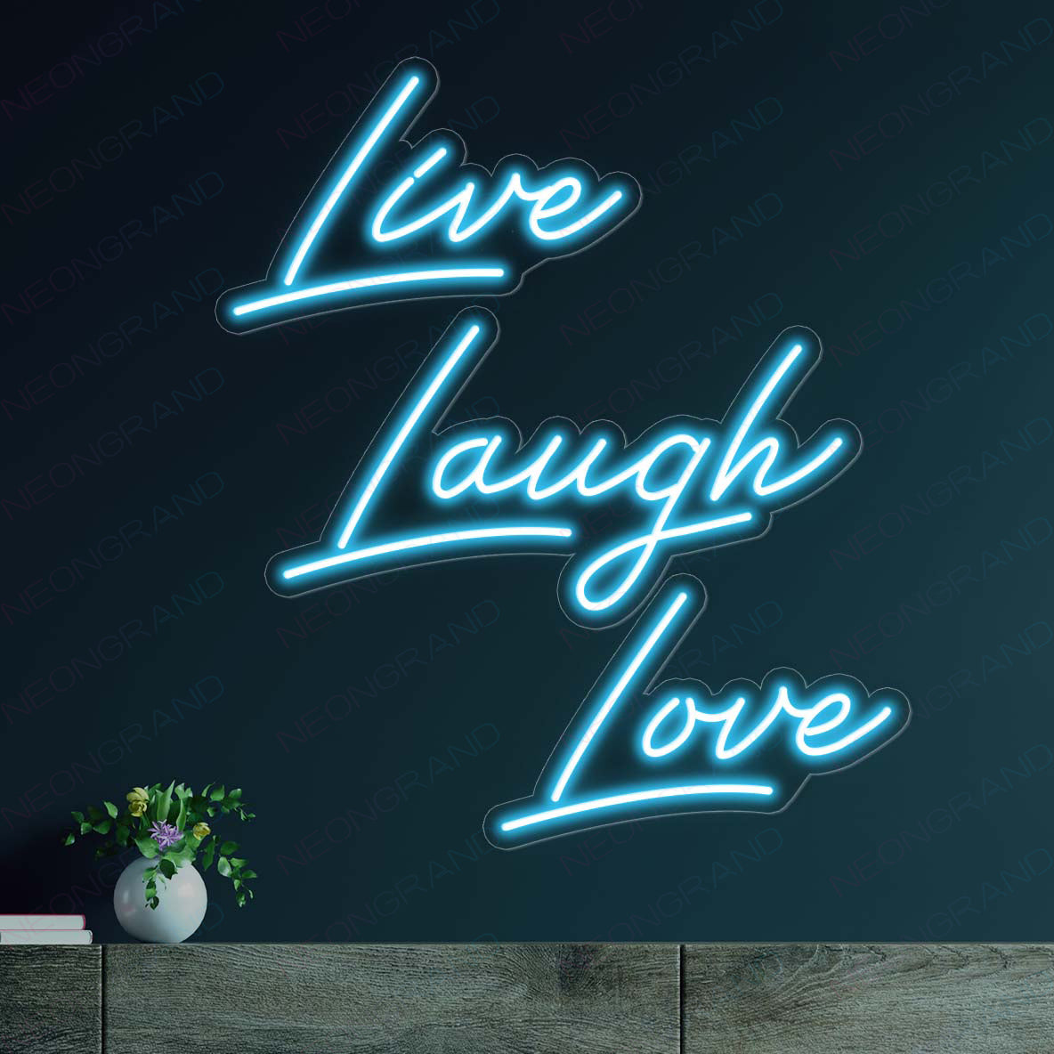 Live Laugh Love Neon Sign Party Led Light light blue