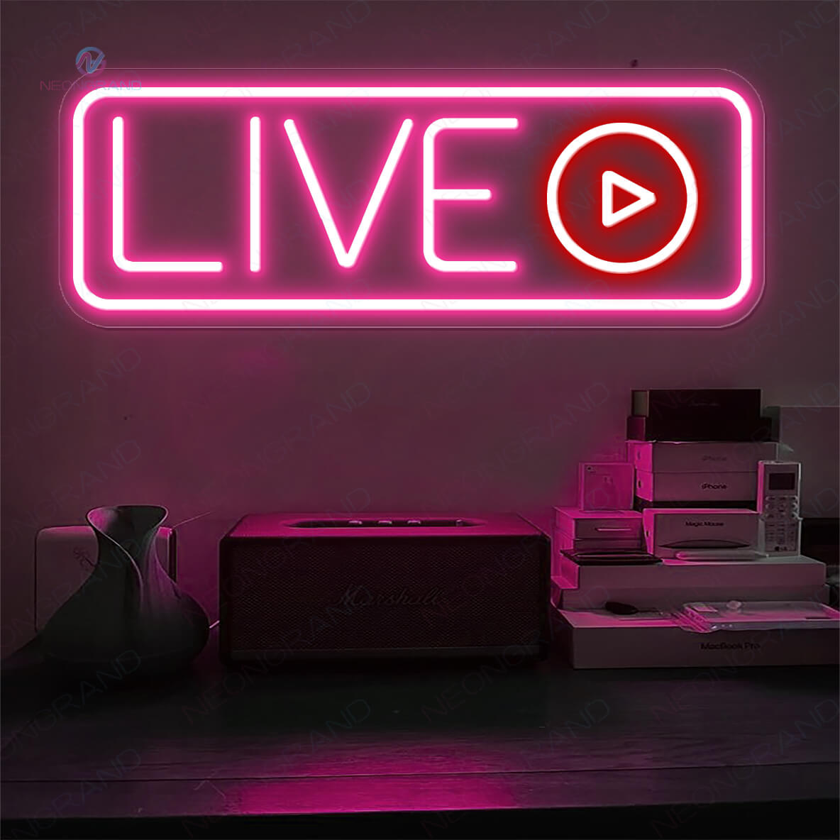 Live Neon Sign Recording Neon Sign Led Light pink1