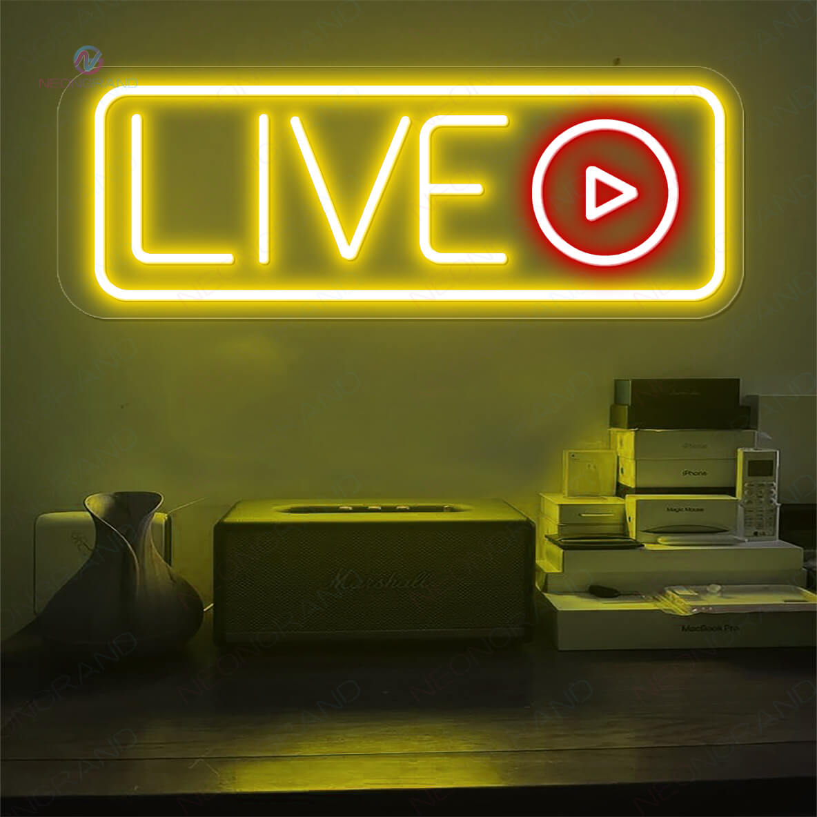 Live Neon Sign Recording Neon Sign Led Light yellow