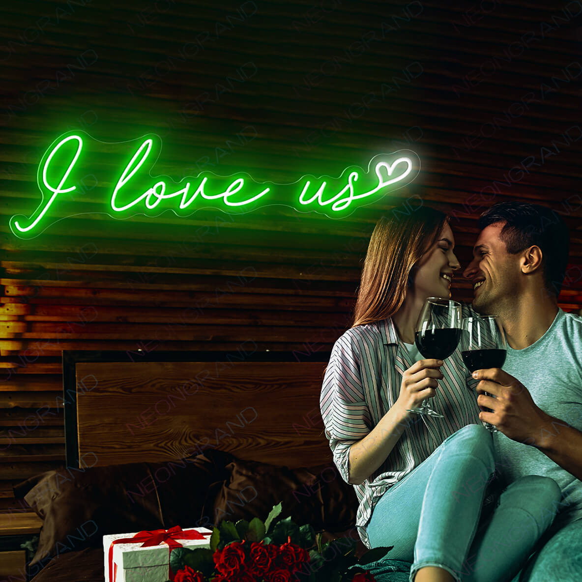 Love Neon Light I Love Us Valentine Led Sign green