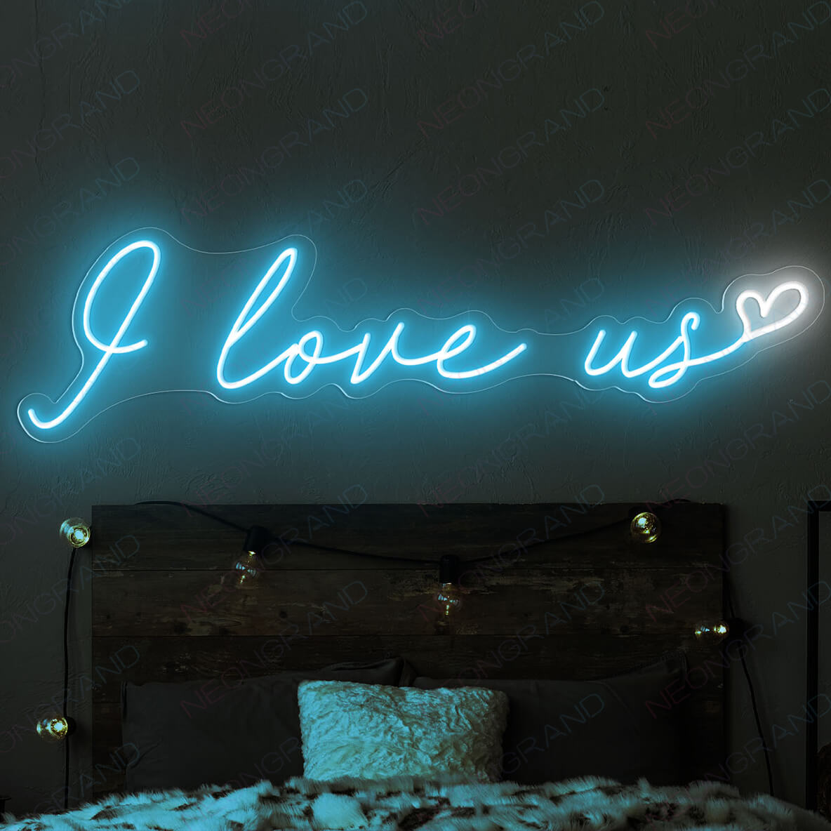 Love Neon Light I Love Us Valentine Led Sign light blue