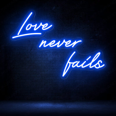 Love Never Fails Neon Sign Love Wedding Led Light blue