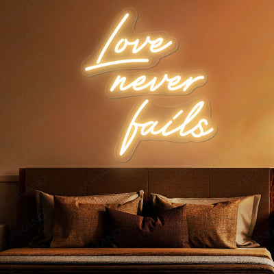 Love Never Fails Neon Sign Love Wedding Led Light gold yellow