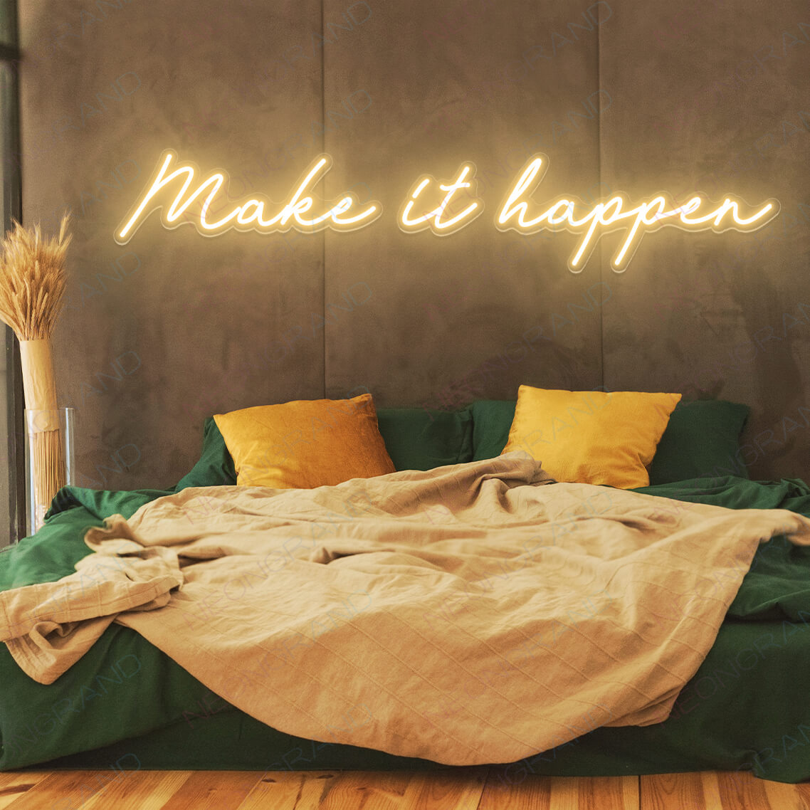 Make It Happen Neon Sign Inspiration Neon Sign Led Light gold yellow