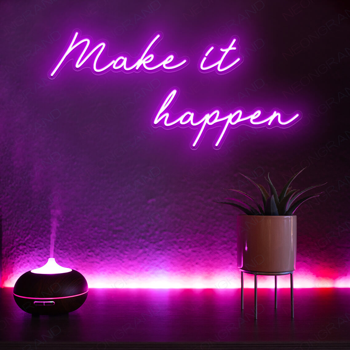 Make It Happen Neon Sign Inspiration Neon Sign Led Light purple