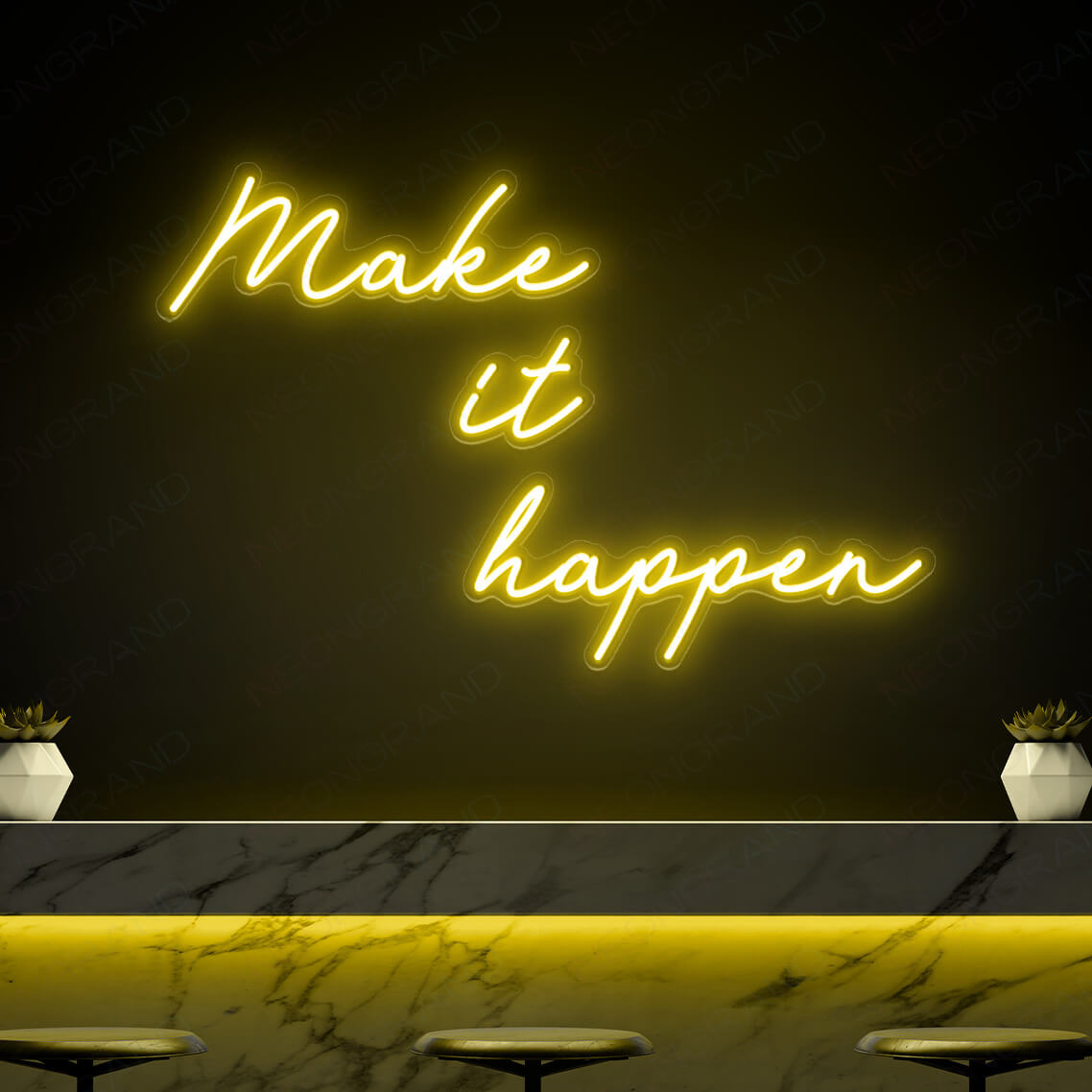 Make It Happen Neon Sign Inspiration Neon Sign Led Light yellow