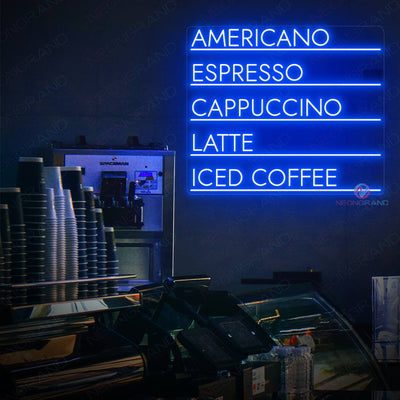 Menu Coffee Neon Sign Led Light  blue