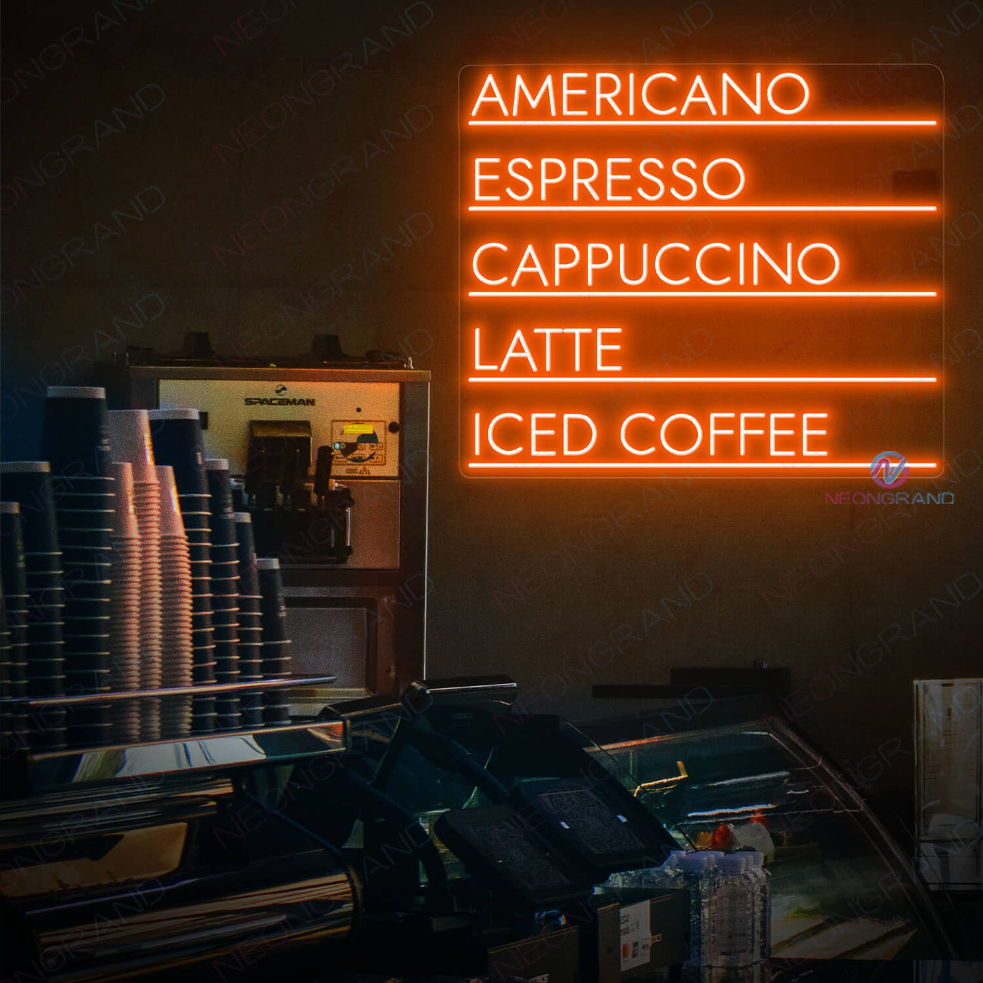 Menu Coffee Neon Sign Led Light dark orange