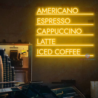 Menu Coffee Neon Sign Led Light orange