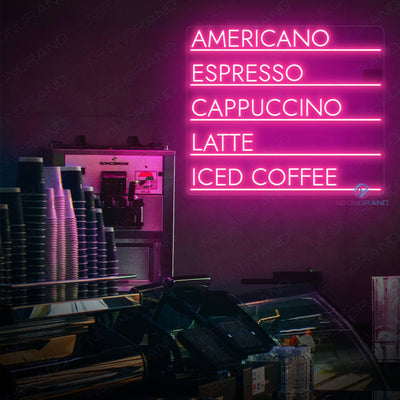 Menu Coffee Neon Sign Led Light pink