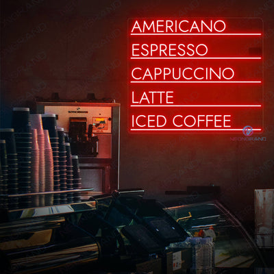 Menu Coffee Neon Sign Led Light red