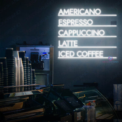 Menu Coffee Neon Sign Led Light white