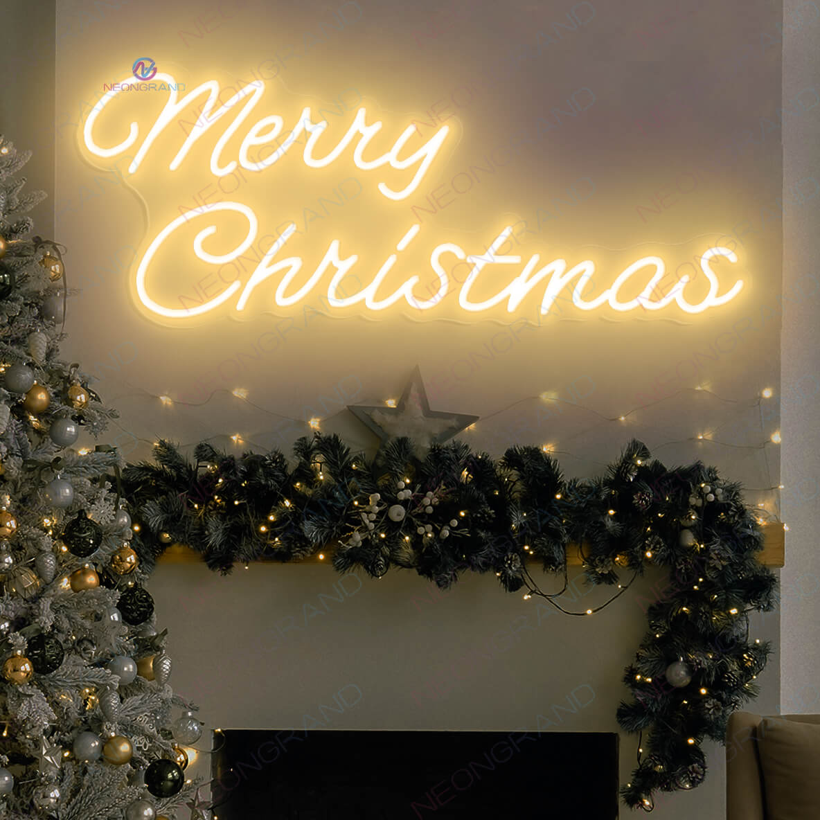 Merry Christmas Neon Sign Led Light gold yellow 1