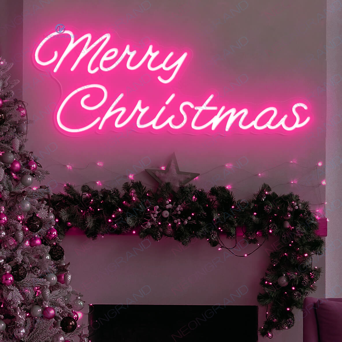 Merry Christmas Neon Sign Led Light pink1