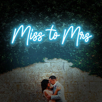 Miss To Mrs Neon Sign Wedding Led Light SkyBlue