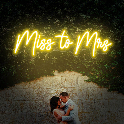 Miss To Mrs Neon Sign Wedding Led Light Yellow
