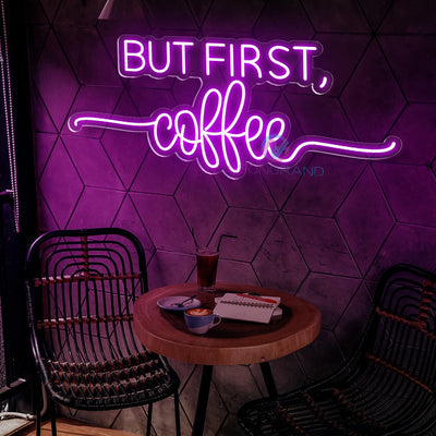 But First Coffee Sign Neon Led Light Purple