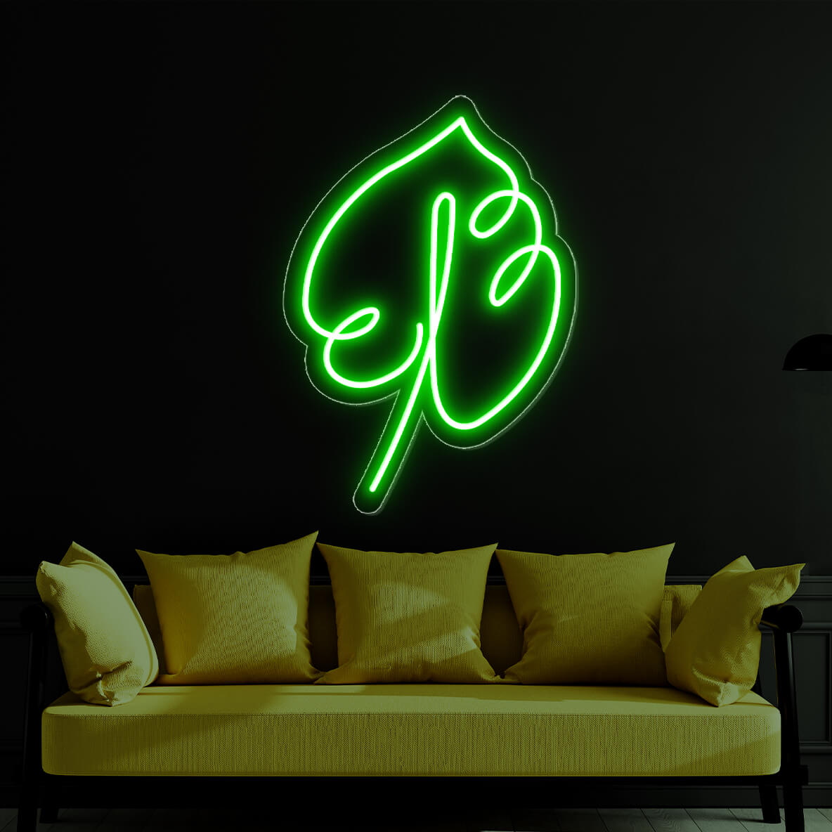 Monstera Leaf Neon Light Green Leaves Led Sign green1