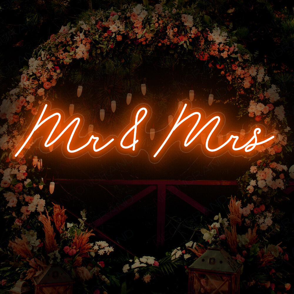 Mr And Mrs Neon Sign Wedding Love Led Light DarkOrange