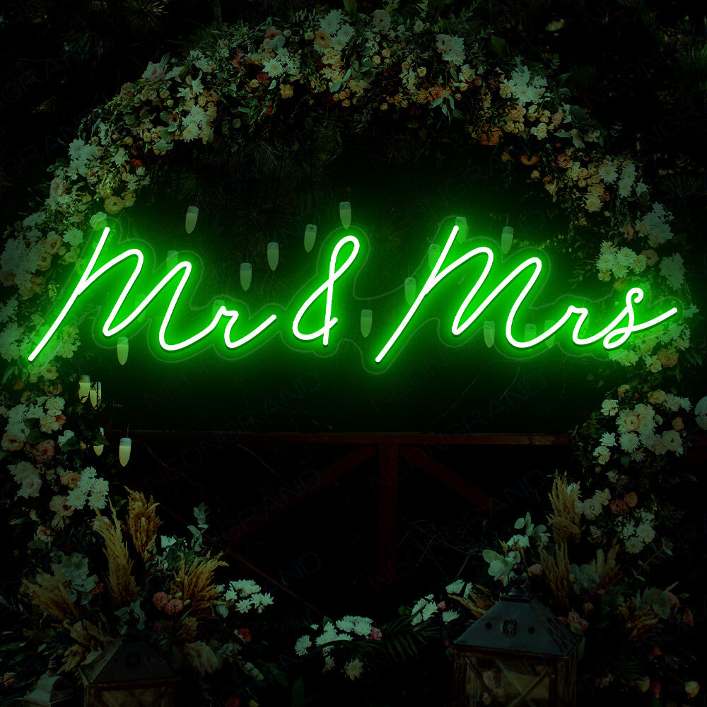 Mr And Mrs Neon Sign Wedding Love Led Light Green