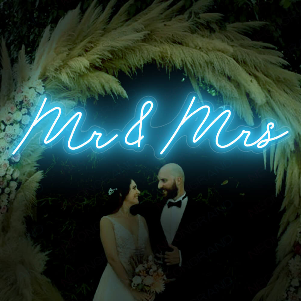 Mr And Mrs Neon Sign Wedding Love Led Light SkyBlue