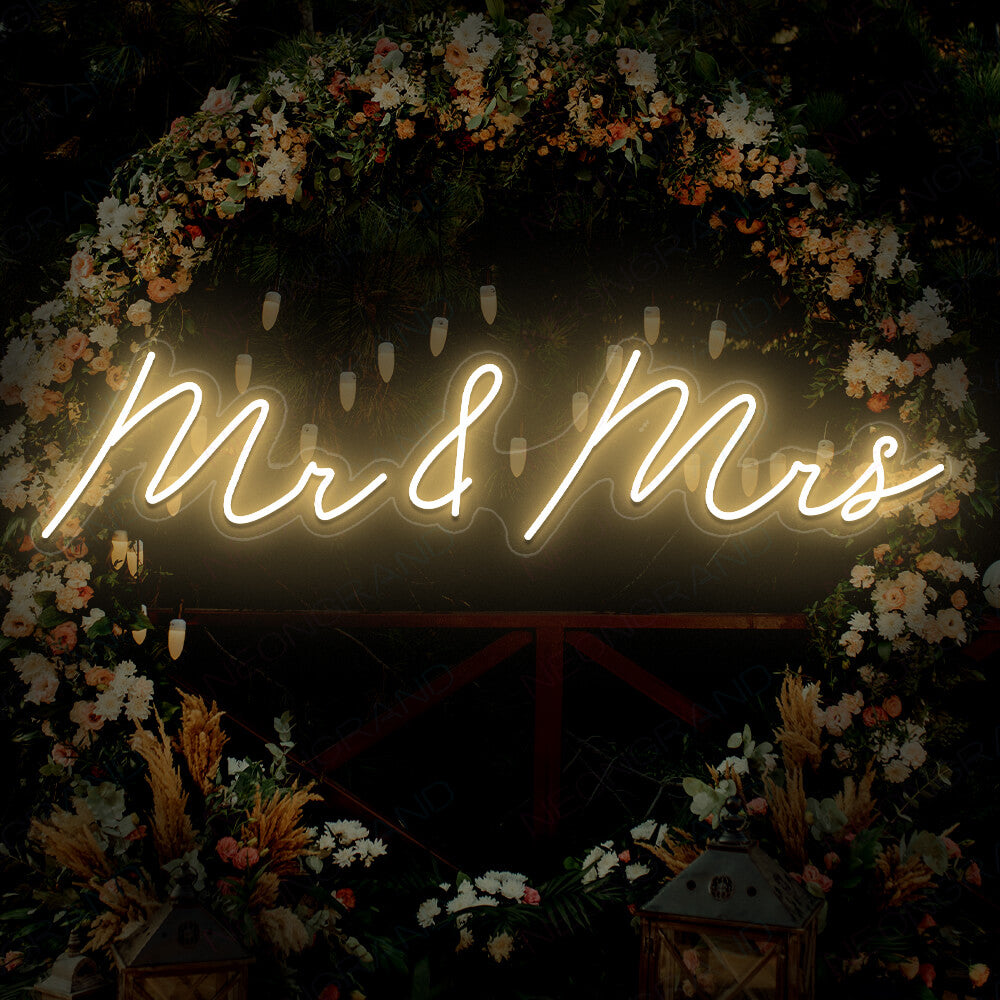 Mr And Mrs Neon Sign Wedding Love Led Light LightYellow