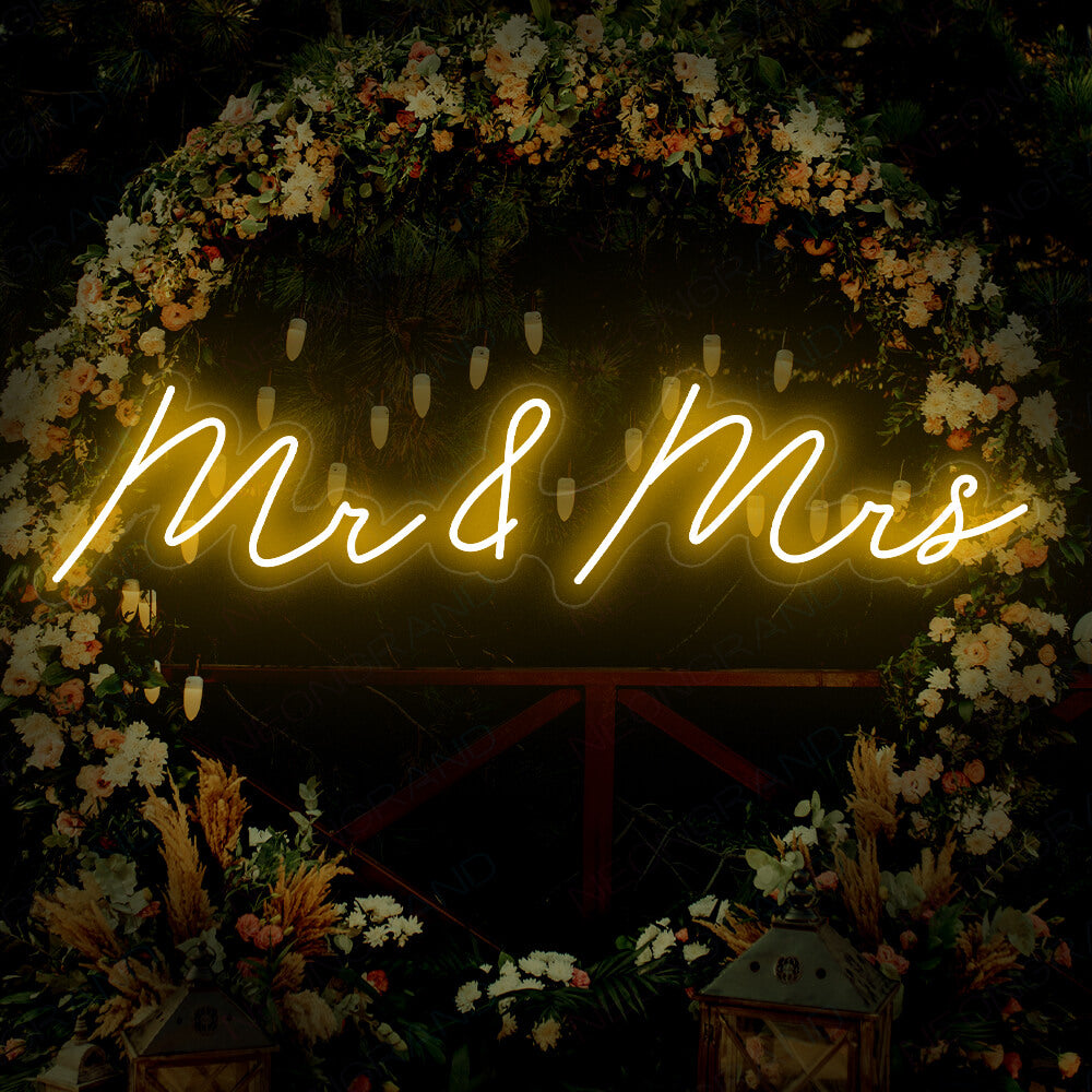 Mr And Mrs Neon Sign Wedding Love Led Light Orange