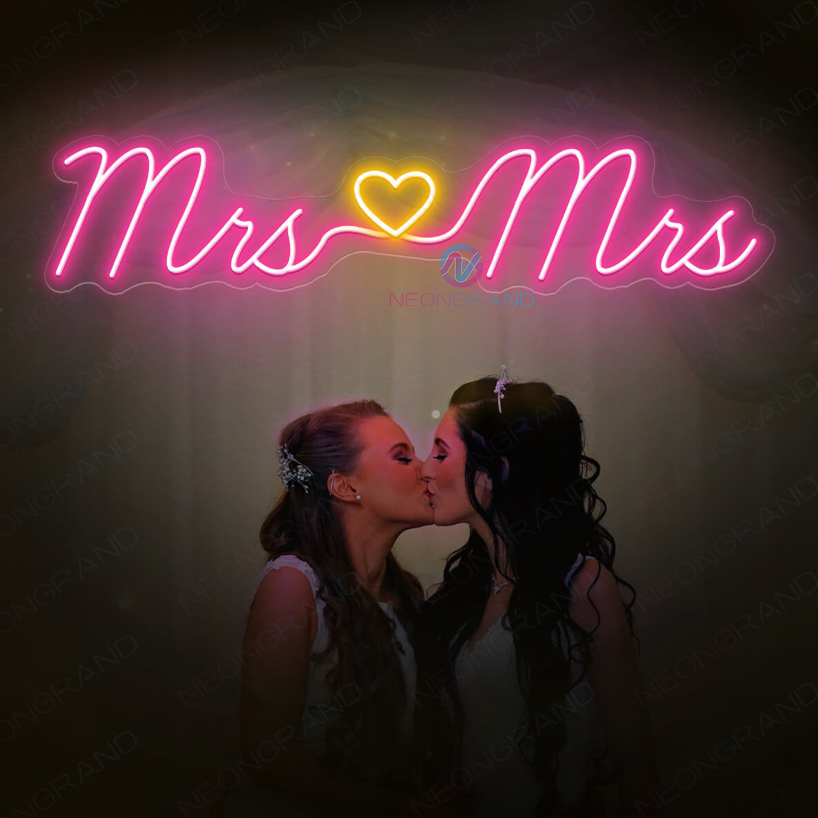 Mrs And Mrs Neon Sign Wedding Led Light pink