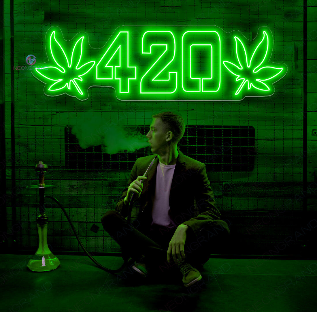 420 Neon Sign Cannabis Leaf Weed Led Light