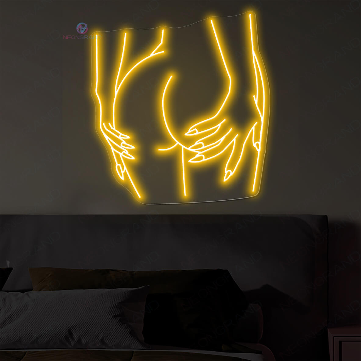Naked Lady Neon Light Sexy Booty Art Female Body Led Neon Sign ornage yellow