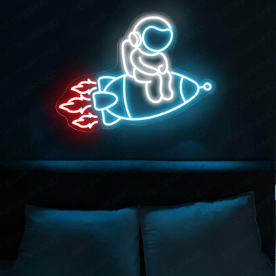 Neon Astronaut Sign Rocket Spaceman Led Light wm1